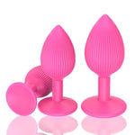 3Pcs Silicone Anal Plug Set -Beginne!To Advanced Butt Plug Training Kit Forwomen, Men & Couples With Suctioncup Base, Prostate Stimulation (Pink)