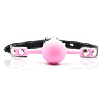 Sm Silicone Ball Gag With Lock Leather Strap Bdsm Adult Sex Toys Bondage Kit Restraints Play (1.5In Ball, Pink+Black)