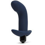 Booty Buddy Vibrating Butt Plug - 4 Inch Silicone Anal Plug With Removable 7 Function Bullet Vibrator - Smooth Curved Tip - Waterproof - Blue