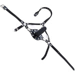 Y-Shape Leather Head Harness With Bondage Dildo Rivet Mouth Masks Gag Fetish Sex Abusing Toys (Length: 10 Cm)