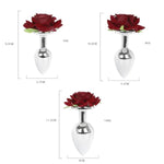 Anal Plugs With Roses Stainless Steel Butt Plugs For Prostate And G-Spot Massage Adjustable Nipple Clips For Women Sm Adult Sex Toys (L)