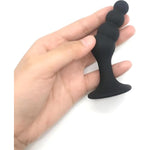 Silicone Butt Plug Anal Beads For G-Spot Stimulation - Strong Suction Cup Anal Trainer Dilator For Men Women - For Comfortable Long-Term Wear, Best Sex Toys For Couples, Black (S 3.35'' X 0.98'')