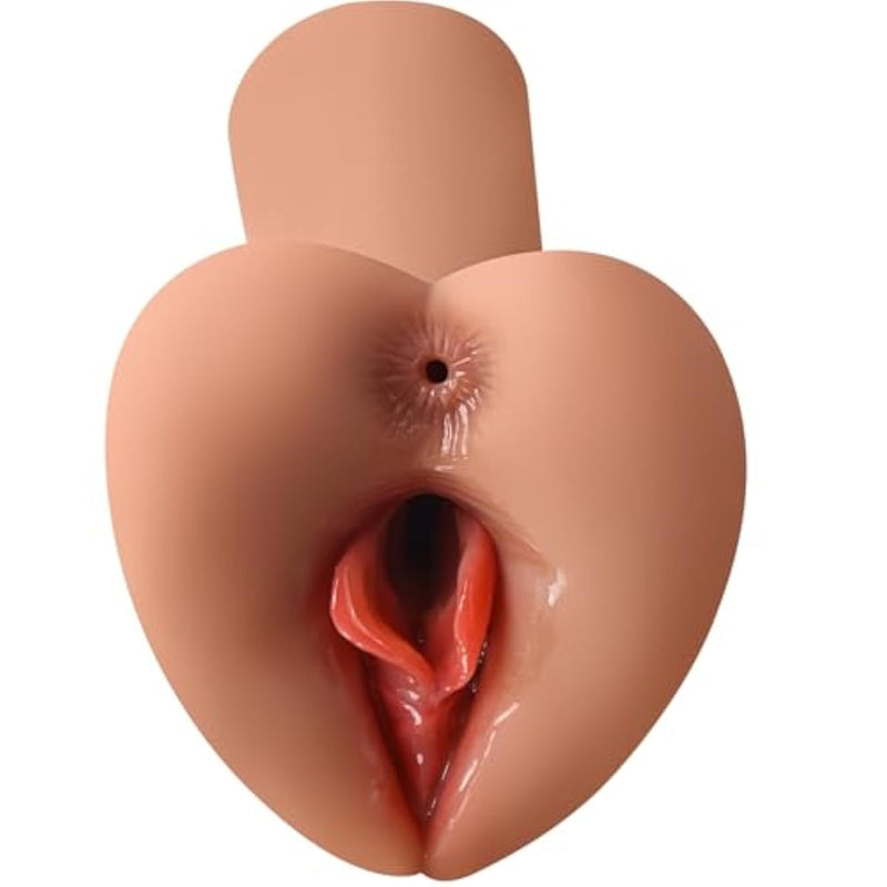 Realistic Pocket Pussy Male Masturbator, Soft Male Stroker Adult Sex Toys With 3D Tight Vagina & Anus, 2-In-1 Portable Pocket Pussies Penis Training For Men Masturbation (Brown, L)