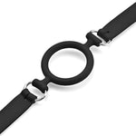 Open Mouth Gag With Padlock Adjustable Oral Sex Leather Strap On Silicone O-Ring Muzzles Restraints For Men Women