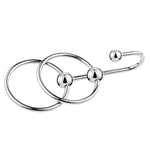 Stainless Steel Male Urethral Sounding Toy with Beads and Double Ring Hook