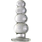 Glass Dildo Butt Plug, Crystal Glass Anal Plug Transparent Anal Beads With Round Base G Spot Stimulation Massager Pleasure Wand Penis Masturbation Anal Sex Toys For Couple Women Men (4 Ball)