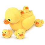 14" Yellow Duck Stuffed Animal With Babies, Ducky Plush Playset With Zipper Pocket, 5Pcs Ducklings Toys Plushie Birthday Gift For Kids Boy Girl