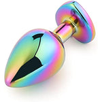 3Pcs Colorful Jewel Heart Base Rainbow Gradient Anal Plug Set Crystal Metal Butt Plug Kit For Couple Sex Toy
