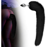 Anal Plug With Black Fox Tail, Artificial Fox Tail Butt Plug, Silicone Anal Stimulator Anal Trainer For Couples, Cosplay, Role Play, Party Nights (M)