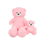 2-In-1 Teddy Bear Plush Set, 39.4 Inch Large & 17.7 Inch Small, Stuffed Animal With Hidden Storage (Pink)
