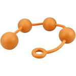 Silicone Anal Butt Beads Chain Plug - Anal Beads Chain With 4 Balls 2.36" Huge Anal Dilator With Safe O Pull Ring For Men Women Play Gold