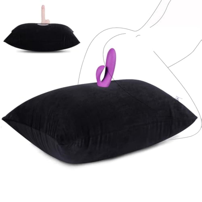 Inflatable Sex Position Pillow Suction Cup Dildo Mount For Coupe Sex Women G Spot Position Cushion, Portable Dildo Pillow For Sex Body Positioners With Hole Love Position Aid For Adults Couples(Black)