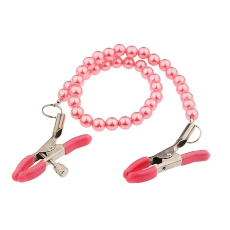Stainless Steel Body Pearl Chain Clip Adjustable For Women Non-Piercing Body Jewelry (Pink)