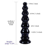 9.4inch 6 Beads Anal Beads Anal Dildo with Strong Suction Cup Sex Toy Butt Plug Clitoral Dildo for Woman Man - Black