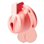 Pink Chastity Cage Male Sex Toy Lightweight Cock Cage Male Chastity Device With 3 Size Rings And Invisible Lock Vertical Lock Penis Cage Male Exerciser For Couple Adult Sex Toys