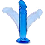 Blush Adult Sex Toys - B Yours, Sweet N Small Realistic 6 Inch Short Dildo - 1.5 Inch Wide Strap On Ready Suction Cup - Body Safe, Non Porous Soft - Pegging, Anal - Women Men Couples - Blue