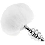Small Anal Plug With Rabbit Bunny Tail, Sex Toys Butt Plug For Cosplay, Stainless Steel Anal Plug (Helica White)