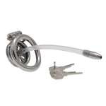 Flat Chastity Cage With Catheter Male Sex Toys Metal Chastity Device Penis Cage With Concealed Lock And 2 Keys Breathable Cock Cage For Bondage Of Man'S Penis Stainless Steel Bondage Gear (1.77In,B)