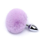 2Pcs/Set Fox Tail Anal Butt Plug Bunny Tail Stainless Steel Plug Sexy Toys Flirting Tools For Adults Cosplay &Sm Role Play Gradient (Purple)