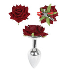 Anal Plugs With Roses Stainless Steel Butt Plugs For Prostate And G-Spot Massage Adjustable Nipple Clips For Women Sm Adult Sex Toys (L)