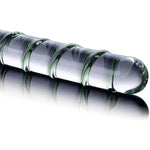 Double Ended Crystal Dildo Butt Plug - Glass Pleasure Wand With Raised Swirl Texture - 7 Inch G Spot Stimulator For Men Women