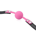Silicone Mouth Ball Gag with Lockable Adjustable Strap Open Mouth Restraints Fantasy Sex Toys for Lover Couple (Pink)