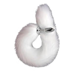 White Tail Butt Plug With Stainless Steel Tip – Soft Faux Fur Tail For Cosplay, Roleplay, And Sensual Play(Silver Anal Plugs)