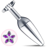 Small Anal Plug Beginner Width Flowers Purple Jeweled Butt Plug, Graduated Anus Beaded Training Adult Sex Toy For Women Men And Couples (108Mm)