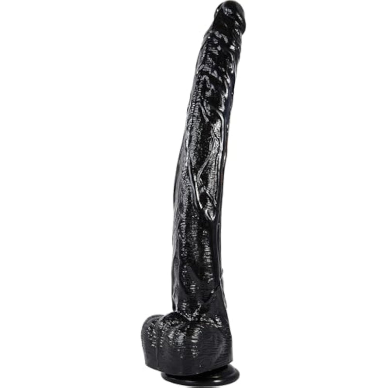 Realistic Dildo, 17 Inch Black Extra Long Huge Anal Dildo With Strong Suction Cup For Hands-Free Play Sex Toys For Women And Men