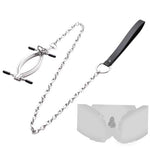 Adjustable Stainless Steel Tension Clip with Metal Chain & Leather Handle, Adult Bondage Accessory for Role Play & Boudoir Shoot
