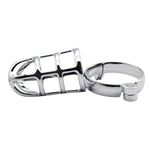 Cock Cage Male Chastity Device Steel Metal Silver Locked Cage Sex Toy For Men, Lock And Key Included