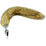 Realistic Fox Tail Anal Plug For Women Stainless Steel Butt Plug With Safety Base Adult Fantasy Sex Toys For Cosplay Bdsm Role Play