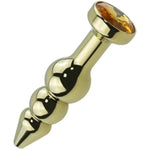Anal Beads Jewelry Metal Butt Plug Anal Trainer Toy Fetish Anal Plug Sex Tools For Couple(Gold)