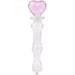 Heart Crystal Glass Pleasure Wand Dildo Penis, Pink