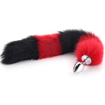 Stainless Anal Cat Tail Set Anal Expandor: Massage Nipples Clip With Bell Sexy Plush Cat Ear Headband Faux Leather Necklace Roleplay Couples Flirting Sex Toys (Red Black)