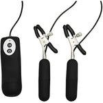 Vibrating Bdsm Nipple Clamps - 10 Functions Of Vibration & Pulsation - Adjustable & Rubber-Tipped - Enhance Sensitivity & Intensify Climax - Handheld Remote - 29" Cord - Increase Arousal & Pleasure