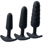 Trio Anal Plug Set Of 3 Weighted Butt Plugs, Three Sizes Of Adult Sex Toy (Black)