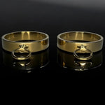 Ultra-Luxury Stainless Steel Wrist Cuffs Premium Bdsm Restraints With Velvet-Smooth Finish And O-Ring For Bondage Play Velvet Logo Storage Bag (Gold, Small)