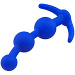 Silicone Anal Beads Butt Plugs,4.9Inch Three Ball Anal Chain Link Anal Beads Silicone Butt Plug With Thin Neck & 3 Gradual Beads & T-Bar Base Anal Adult Sex Toy For Male Female Couple Play(Blue)