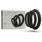 Loop Cock Rings - Medical Grade Silicone Penis Enhancer Set For Men - Last Longer & Get Harder Erections - Supports Ed - Set Of 3 Small Medium Large - Black