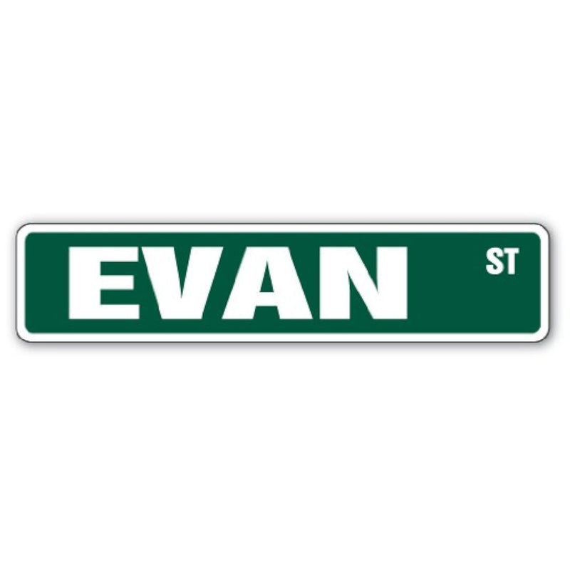 Evan Street Sign Childrens Name Room Sign | Indoor/Outdoor | ย 24" Wide Plastic