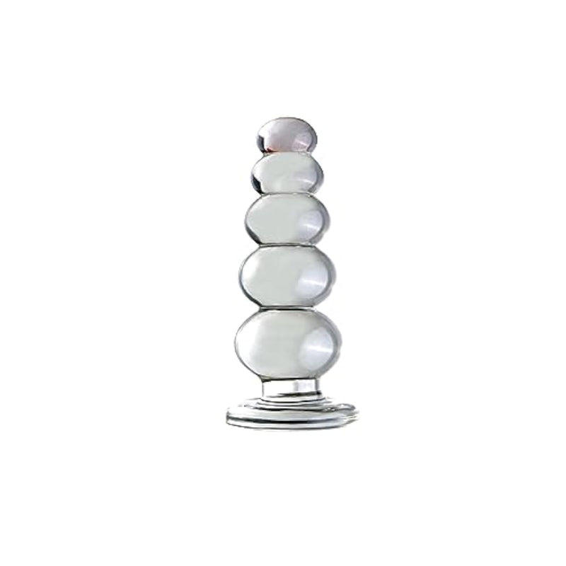Glass Dildo Butt Plug, Crystal Glass Anal Plug Transparent Anal Beads With Round Base G Spot Stimulation Massager Pleasure Wand Penis Masturbation Anal Sex Toys For Couple Women Men (5 Ball)