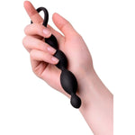 Silicone Anal Beads Butt Plug With Pull Ring, Flexible Anal Chain G-Spot Stimulator With 4 Gradual Balls And Pull Loop - Anal Training Sex Toy For Men Women, Buttplug - Black (7.9'' X 0.6''-0.9'')