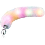 Sexy Fox Tail Anal Plug Sex Foreplay Glowing Adult Toys Fashion Role-Playing Alloy Anus Stopper Furry Pink Faux Fox Tail Couples Lover Flirting Libido Stimulation Toys (S)