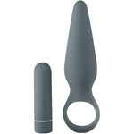 Pure Romance 5th Base | 9-Function Bullet + Butt Plug Vibrator Combo | Massaging Sex Toy for Invigorating Back Door Play, Prostate Stimulation, and More Grey