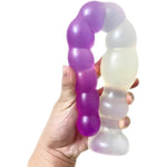 Long Beaded Anal Plug Dildo Adult Sex Toys With Suction Cup, 10 Beads Butt Plug Stimulation Soft Flexible Waterproof Massage Anal Masturbator For Men And Women Pleasure (Transparent Purple, S) (Large)