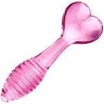 Pink Heart-Striped Glass Anal Plug, Crystal Glass Anal Plug,Anal Trainer, Crystal Butt Plug,Anal Expander Training Sex Toys Anal Masturbation Plug For Men Women Gay And Couples