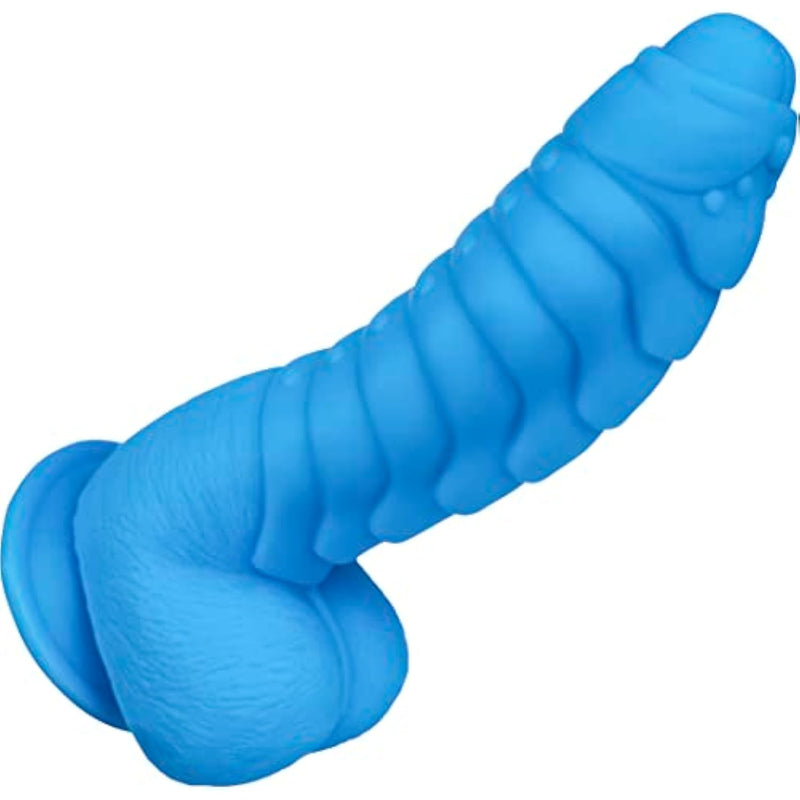 Realistic Dildo, Liquid Silicone Material No Any Smell Adult Sex Toys Penis, Strong Suction Cup For Hand-Free 2 Balls G-Spot Vaginal Discreet Package(Blue)
