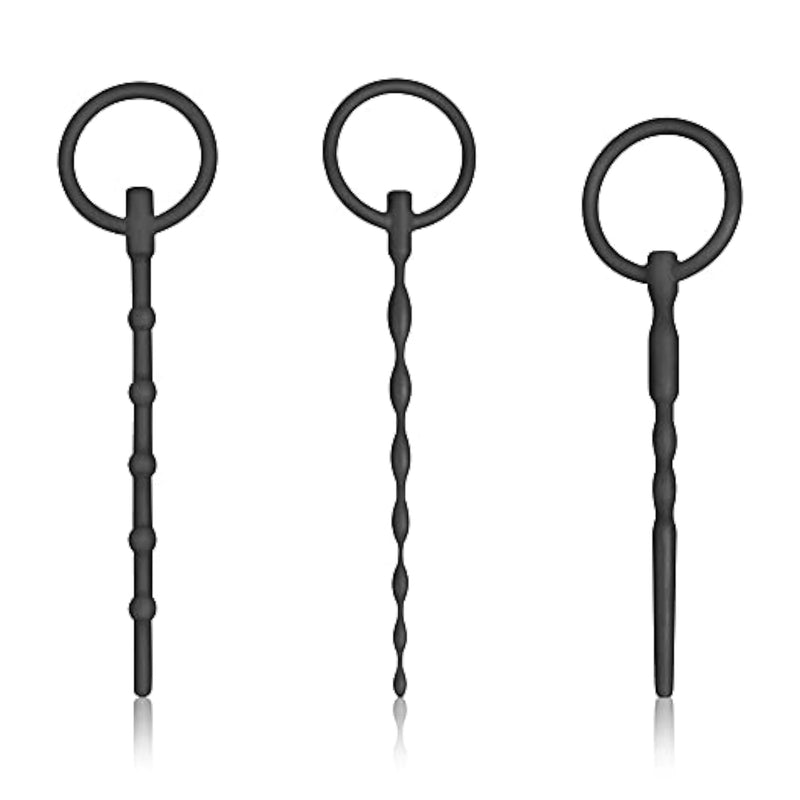 Urethral Sounds Multi Beads Urethral - 3 Pcs Silicone Penis Plugs With Different Size Urethral Dilators For Prostate Stimulation (Long)