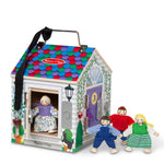 Melissa & Doug Take-Along Wooden Doorbell Dollhouse - Doorbell Sounds, Keys, 4 Poseable Wooden Dolls